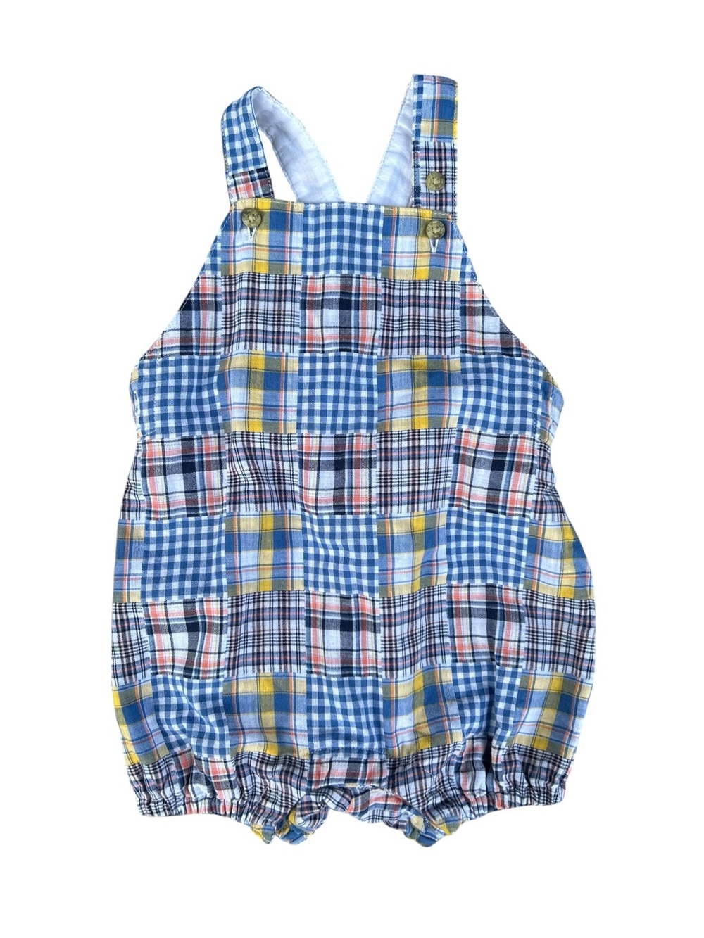 Janie and Jack Plaid Baby Bubble Romper Sunsuit Patchwork 6-12 Mos